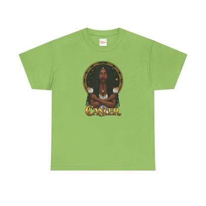 Cancer Zodiac T-Shirt — Art Nouveau African American Woman with Crab Graphic
