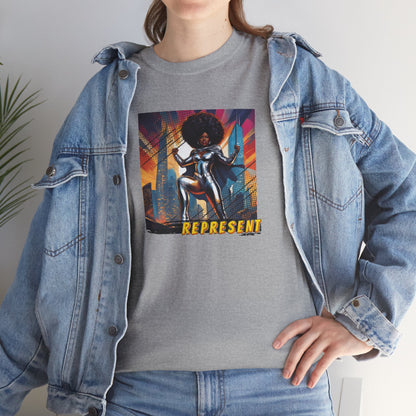 Represent in Silver - Superhero Graphic Unisex Tee