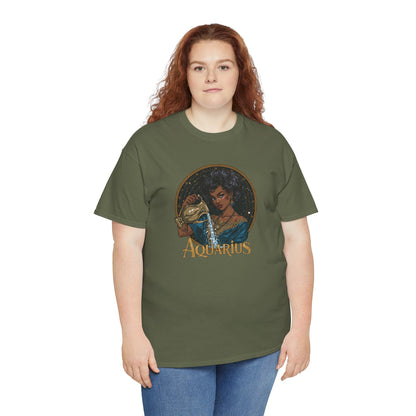 Aquarius Art Nouveau Tee — African American Woman Pouring Water Zodiac Graphic
