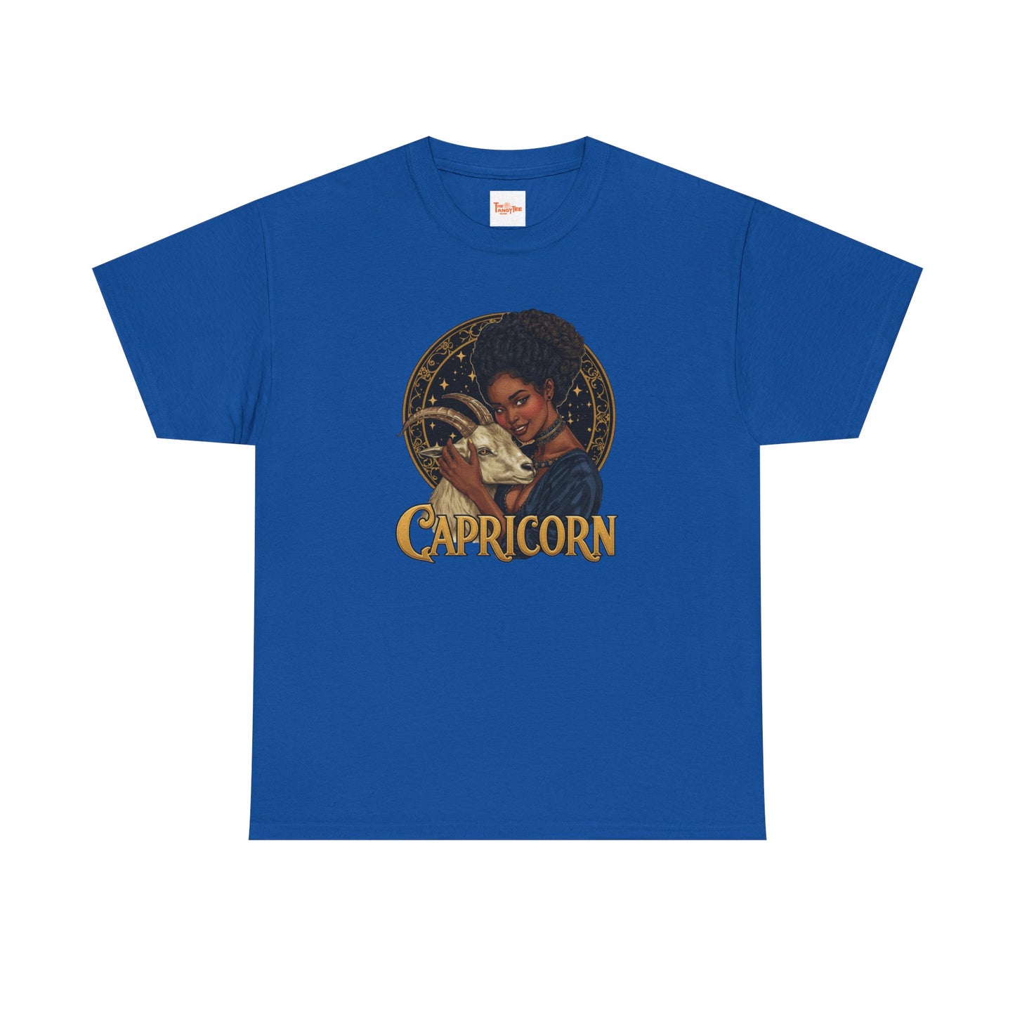 Capricorn Art Nouveau Tee — African American Woman with Goat Zodiac Graphic