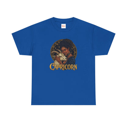 Capricorn Art Nouveau Tee — African American Woman with Goat Zodiac Graphic
