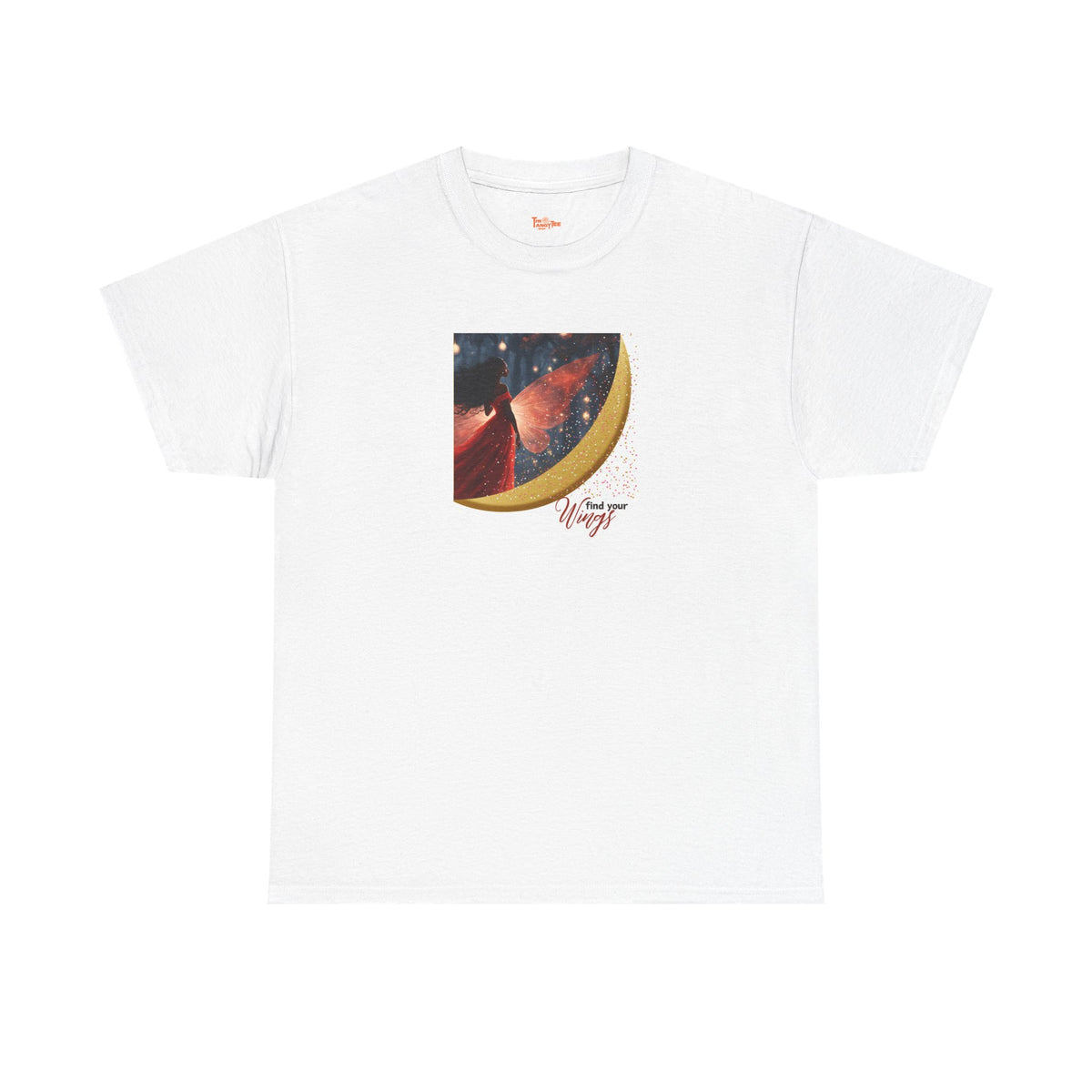 Find Your Wings T-Shirt — Black Woman Night Forest Graphic Tee with Glitter Wings