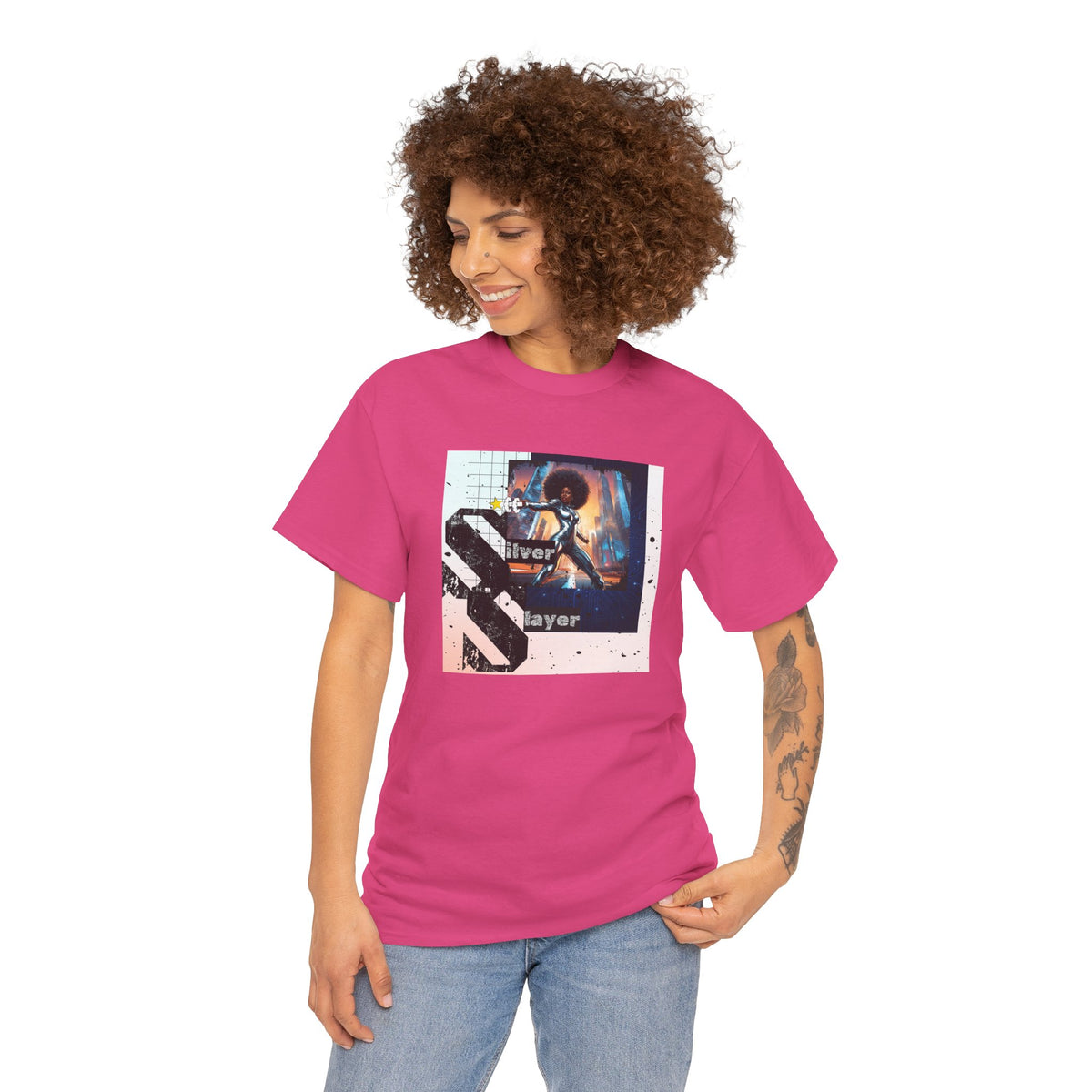 Silver Slayer Black Woman Superhero T-Shirt — Silver Costume City Graphic