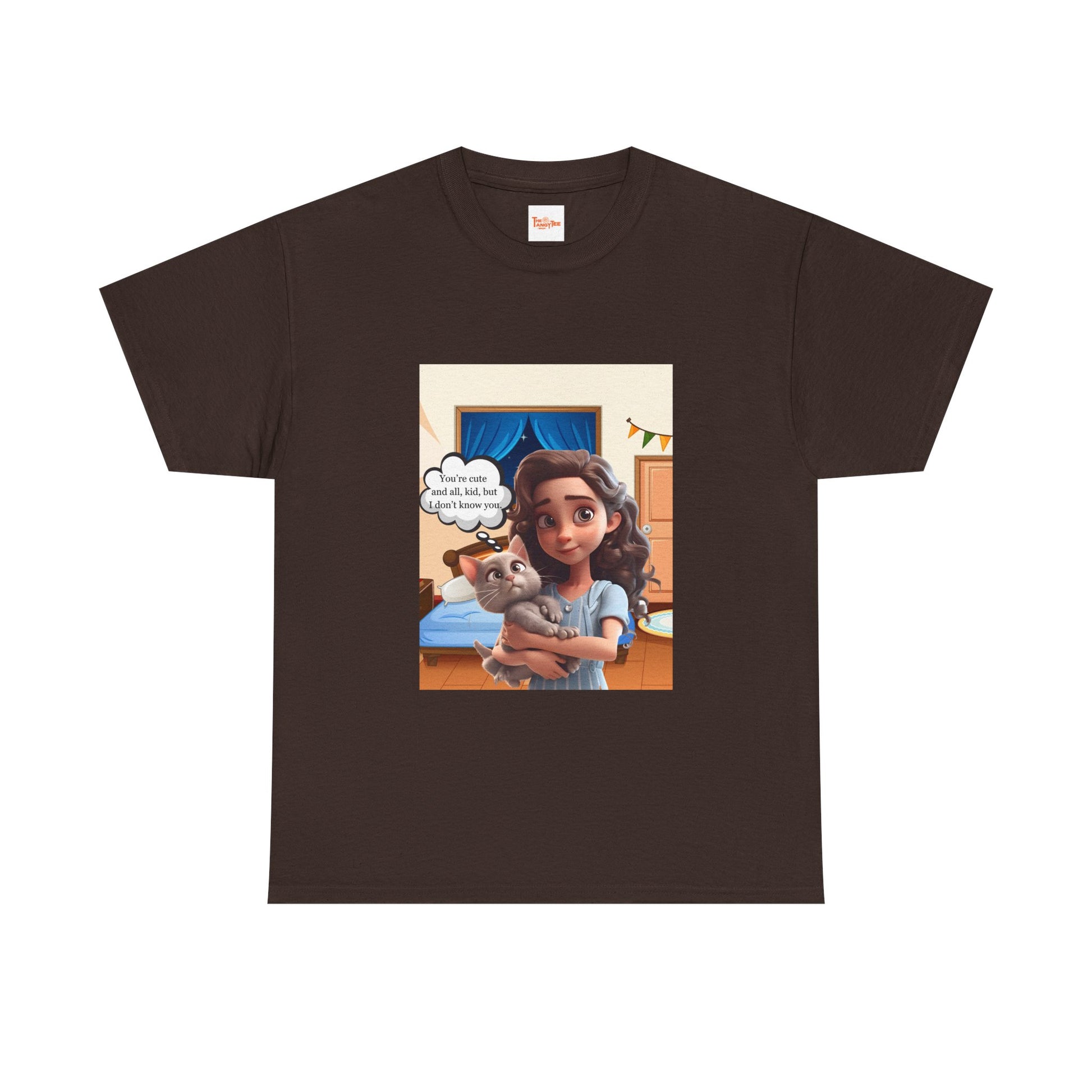 Graphic Little Girl Holding Kitten Unisex Tee