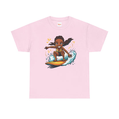 Surf Girl T-Shirt — Cute Cartoon Female Surfer Graphic Tee