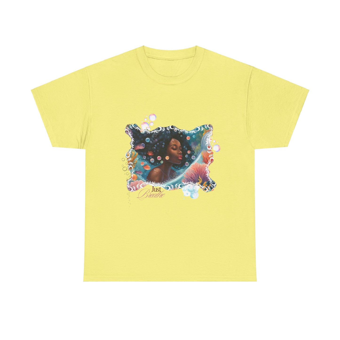 Just Breathe Unisex Tee - Graphic of Black Woman in the Bath