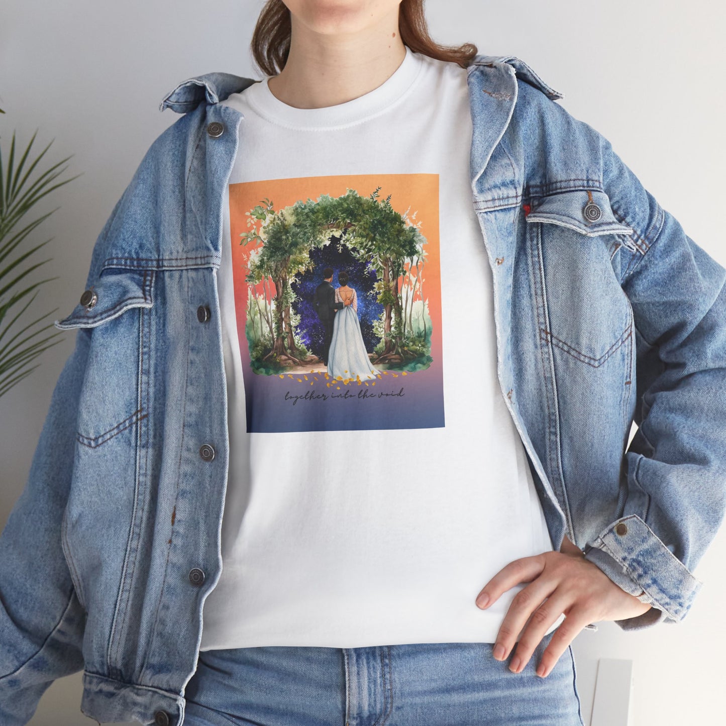 Into the Void Wedding Tee — Couple Under Arch Graphic Shirt