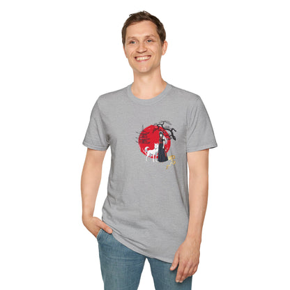 Anime Girl & White Wolf T-Shirt — Red Circle Graphic