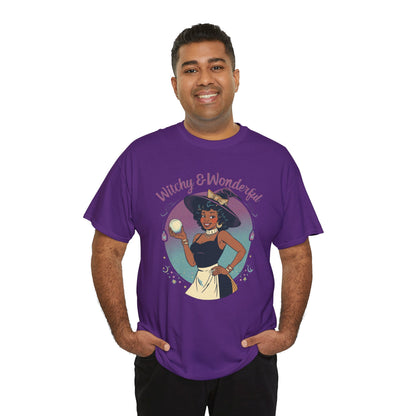Witchy and Wonderful African American Witch T-Shirt — Crystal Ball Graphic