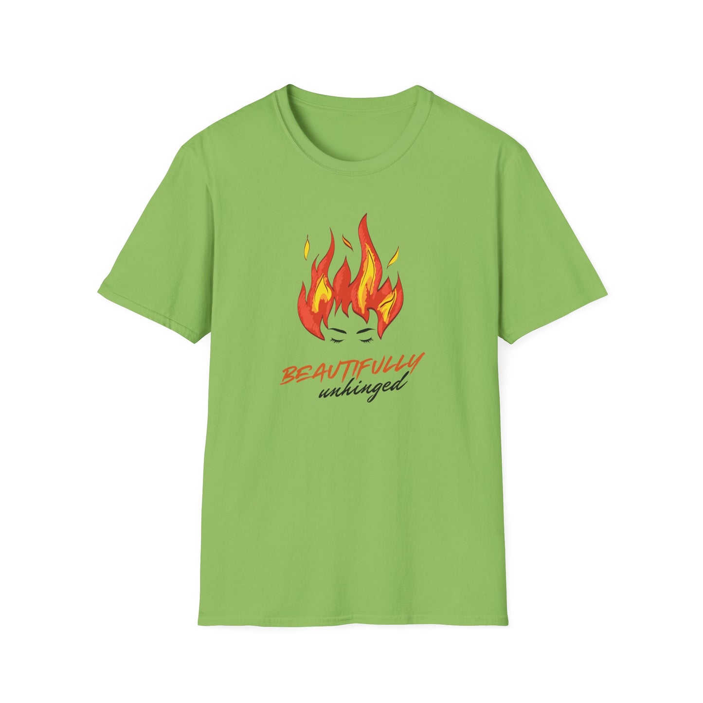 Beautifully Unhinged Fire Hair Tee — Woman’s Face Graphic T-Shirt