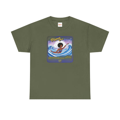 Pisces Zodiac Tee — African American Woman Swimming Graphic with Pisces Traits