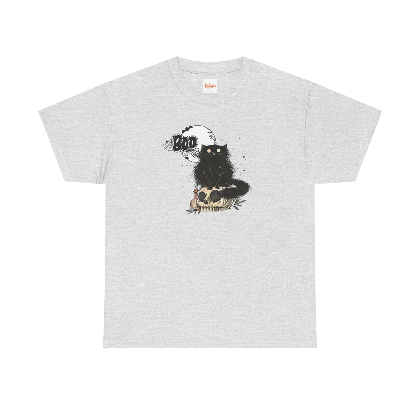 Halloween Unisex Tee with Black Cat and Skull Graphic