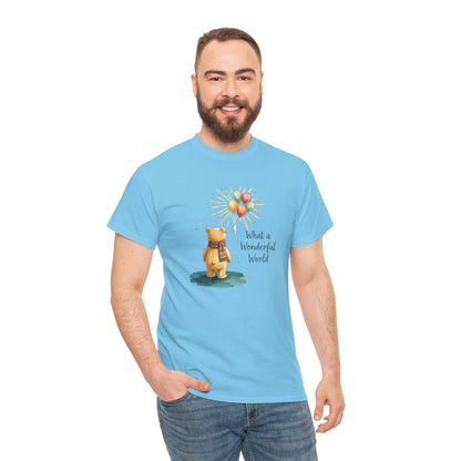 What a Wonderful World Teddy Bear T-Shirt — Balloon Sun Graphic
