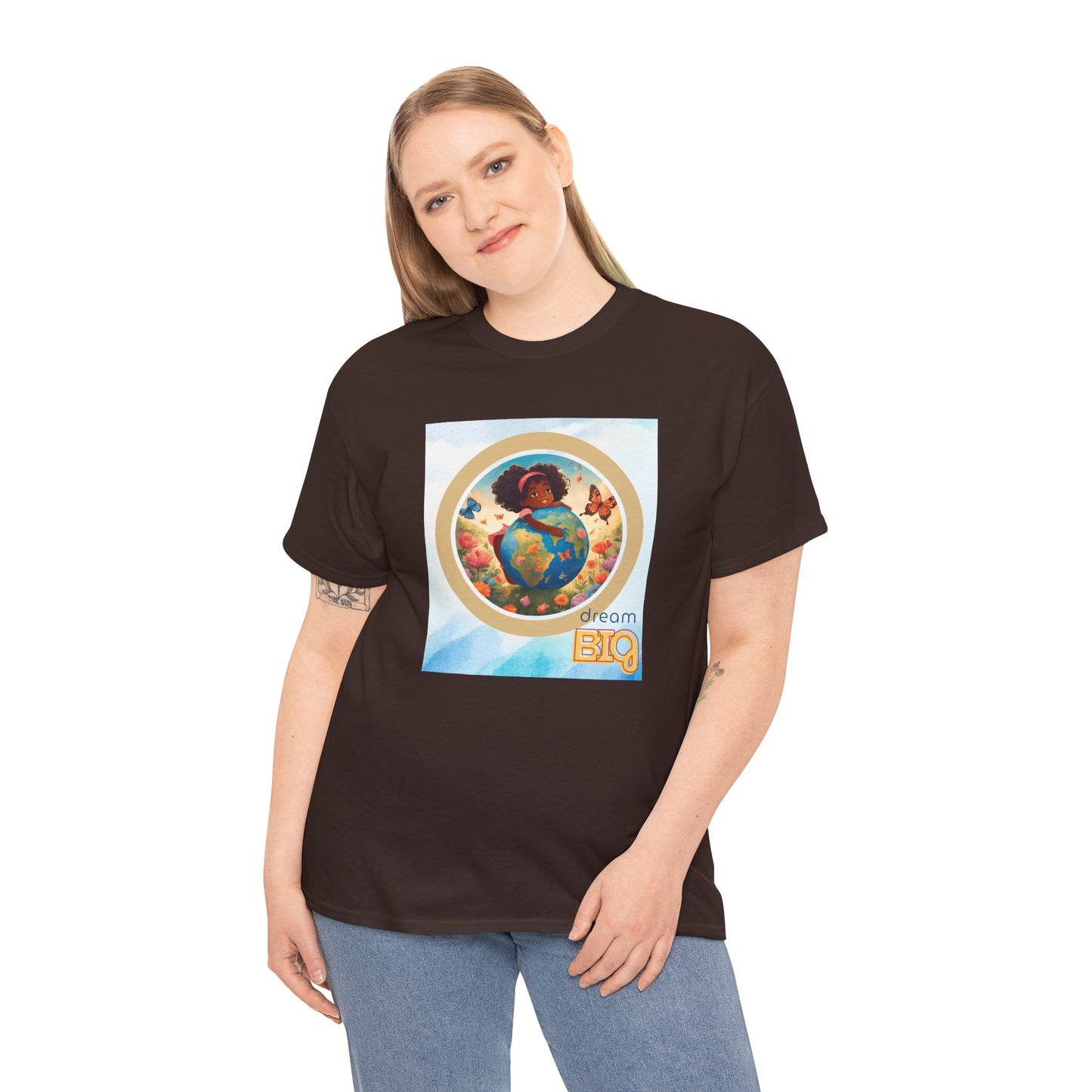 Dream Big Unisex Tee with Little Black Girl and Globe Graphic