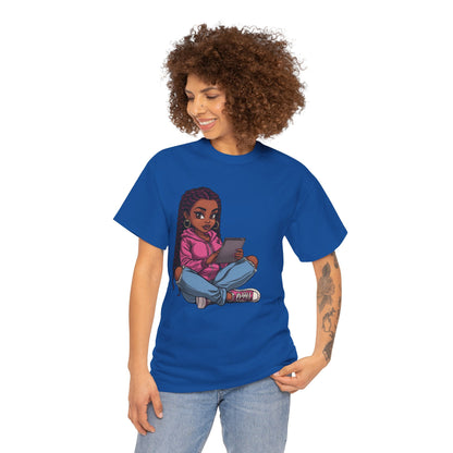 Black Teen Girl Tablet Graphic T-Shirt