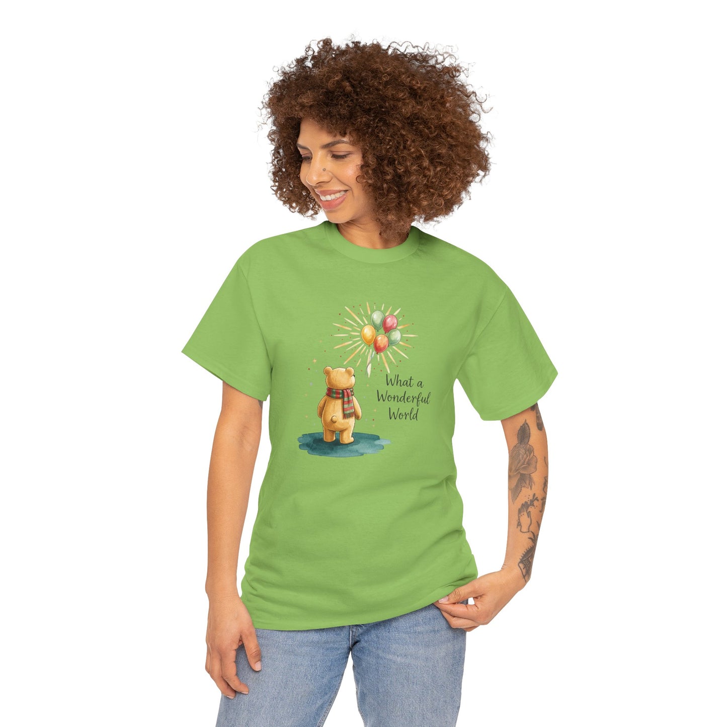 What a Wonderful World Teddy Bear T-Shirt — Balloon Sun Graphic