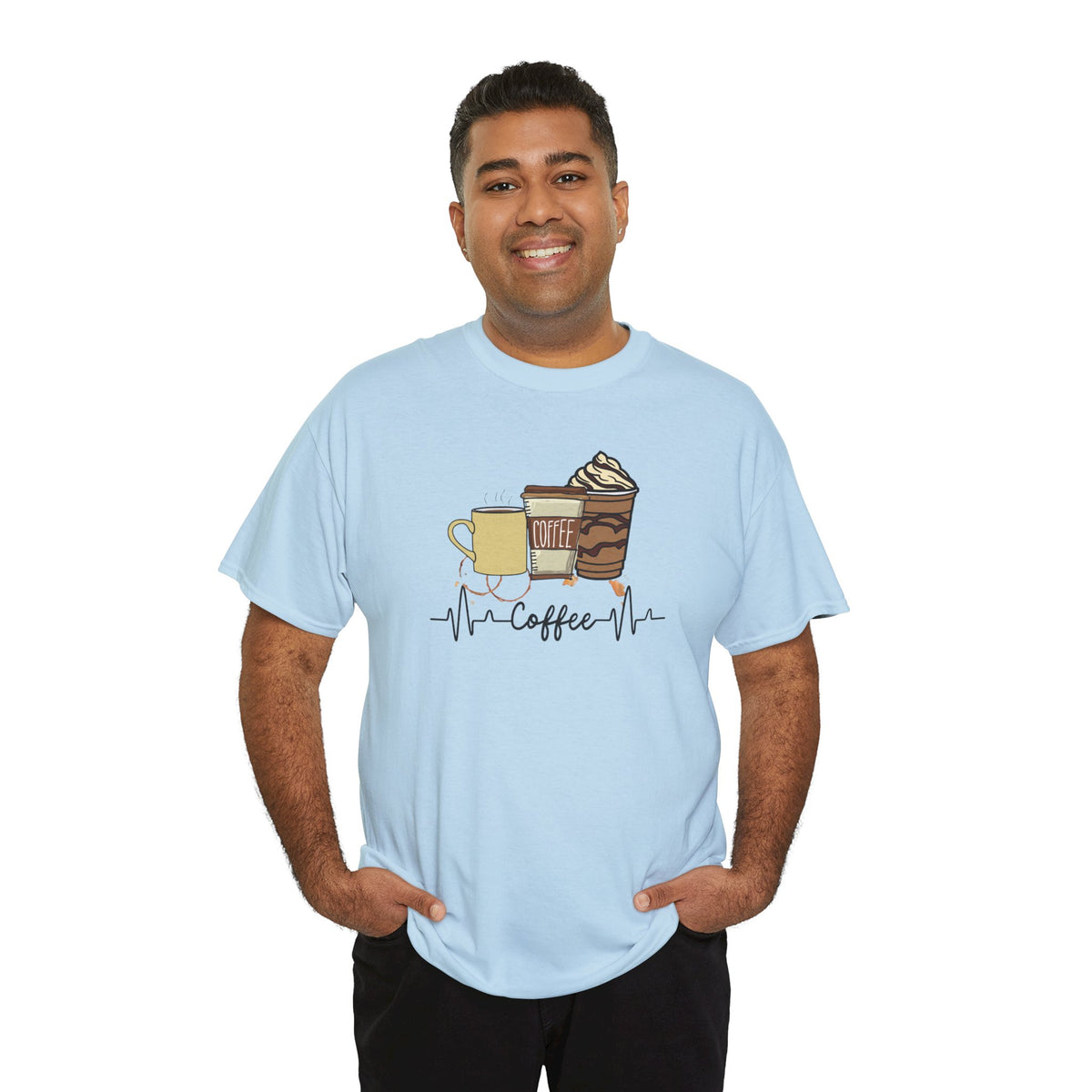 Coffee Stat T-Shirt — Graphic Tee Featuring Three Coffee Drinks