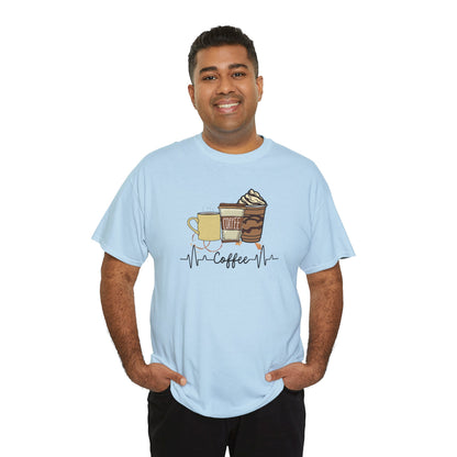 Coffee Stat T-Shirt — Graphic Tee Featuring Three Coffee Drinks