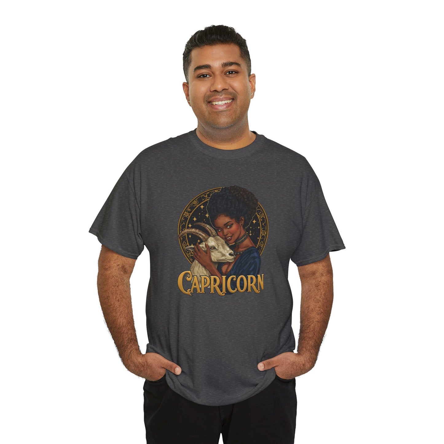 Capricorn Art Nouveau Tee — African American Woman with Goat Zodiac Graphic