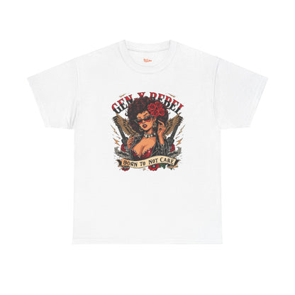 Gen X Rebel T-Shirt — African American Woman with Guitars & Roses Graphic