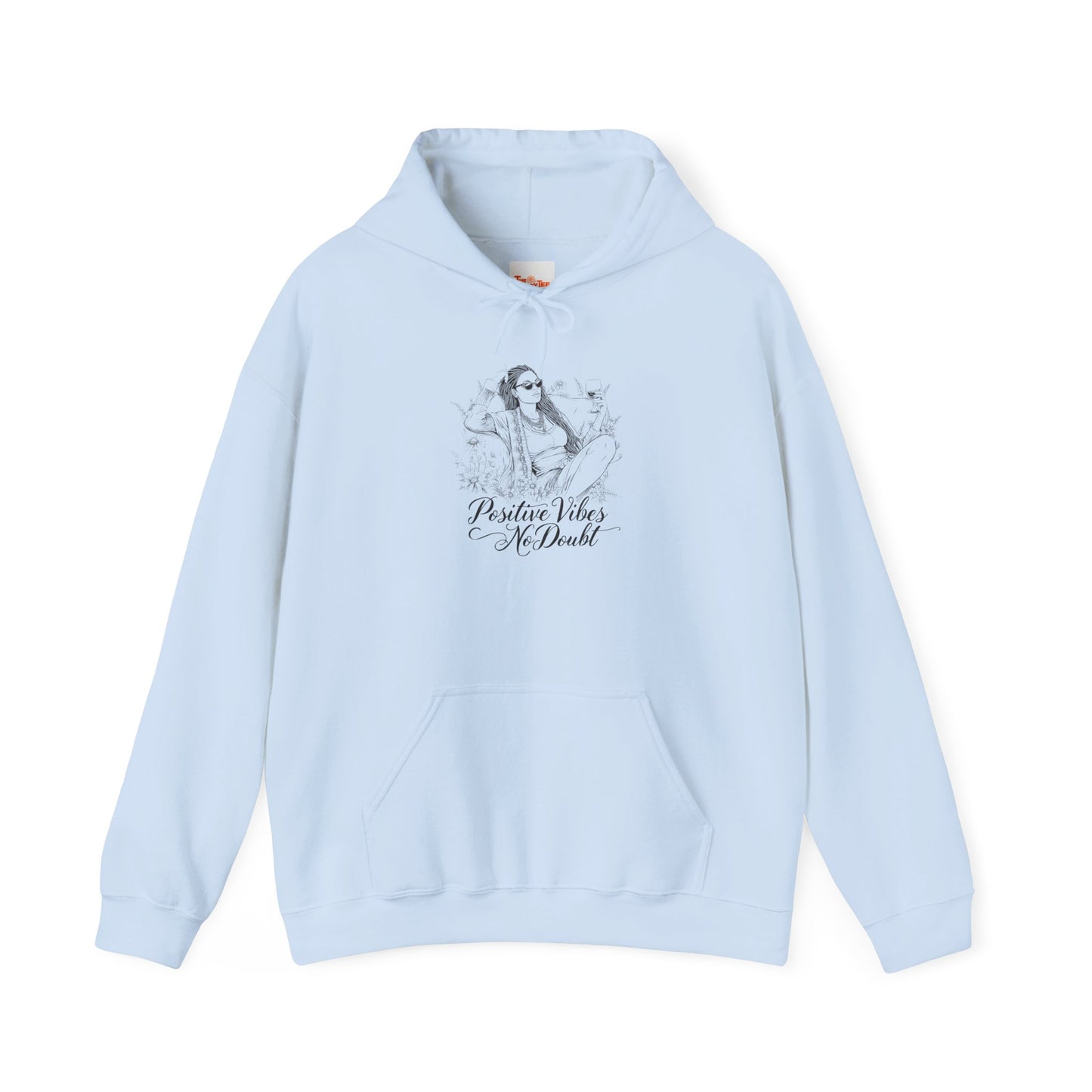 Positive Vibes No Doubt Sweatshirt - African American Woman Relaxing with Wine & Flowers