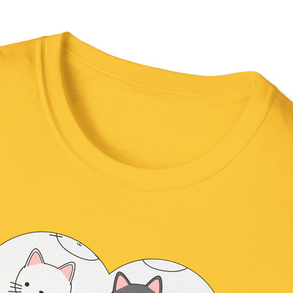 Cat Faces Unisex T-Shirt with Kitty Love Graphic