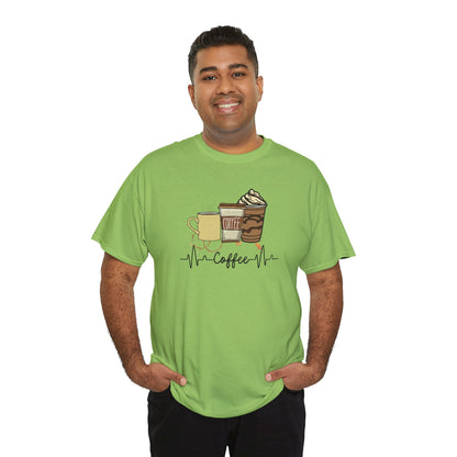 Coffee Stat T-Shirt — Graphic Tee Featuring Three Coffee Drinks
