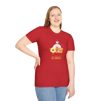 Breakfast Dance Unisex T-Shirt with Egg, Bacon, and Toast Graphic