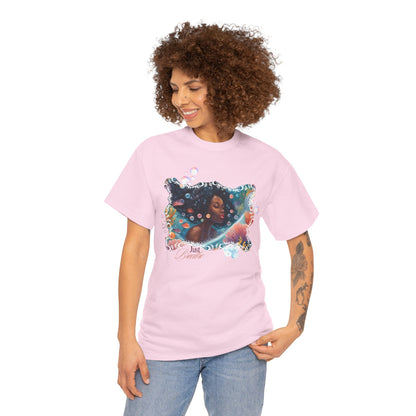Just Breathe Unisex Tee - Graphic of Black Woman in the Bath