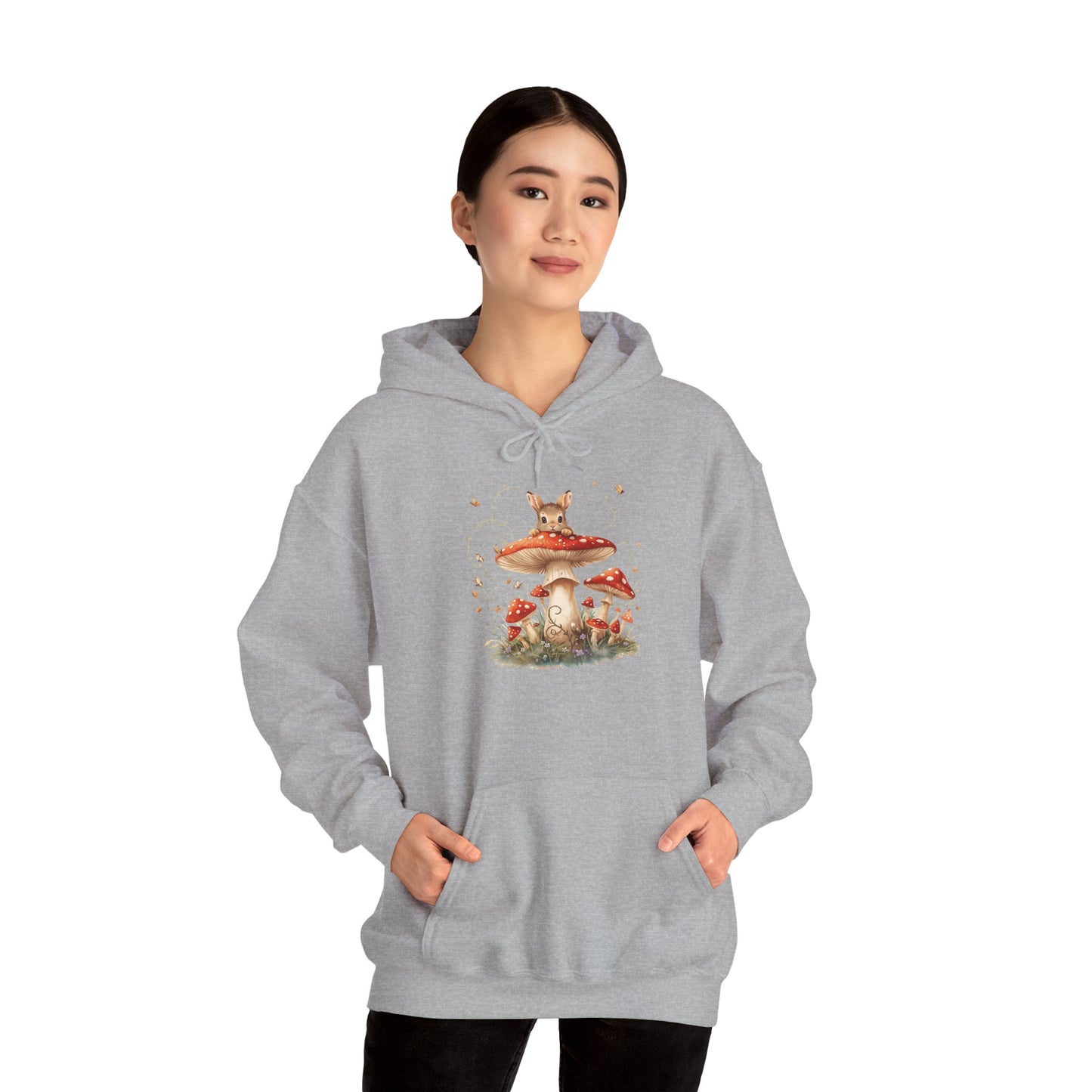 Mushroom Bunny Hoodie — Red-Capped Mushroom Graphic Sweatshirt