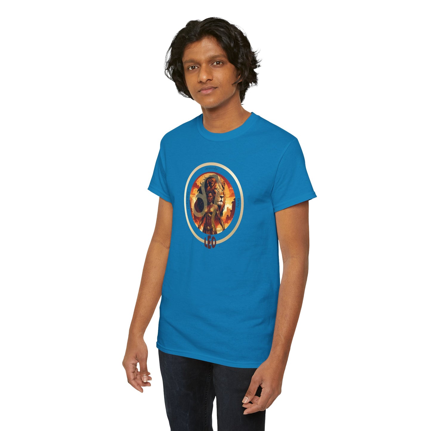 Leo Unisex Tee - Graphic of Black Woman and Lion