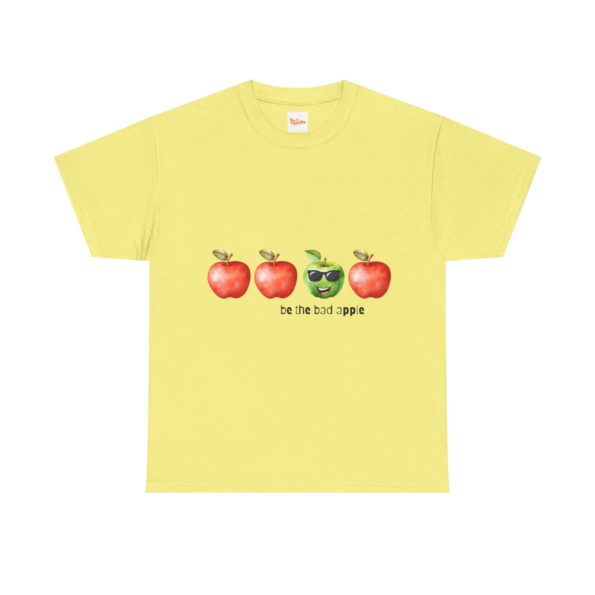 Graphic Unisex Tee - Be the Bad Apple, Three Red Apples and One Green Apple with Sunglasses