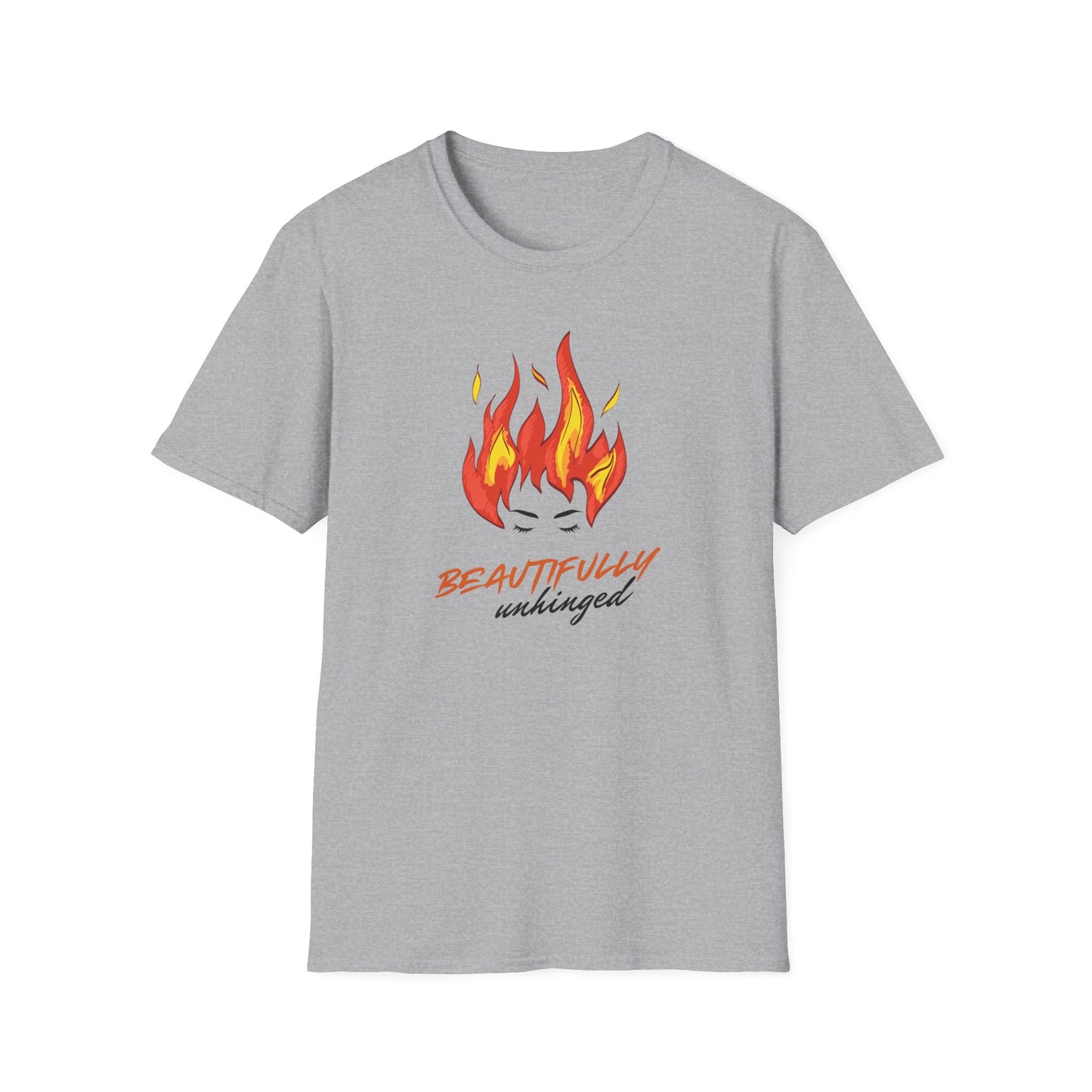 Beautifully Unhinged Fire Hair Tee — Woman’s Face Graphic T-Shirt