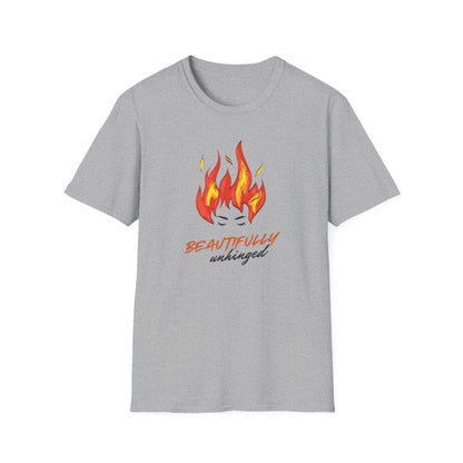 Beautifully Unhinged Fire Hair Tee — Woman’s Face Graphic T-Shirt