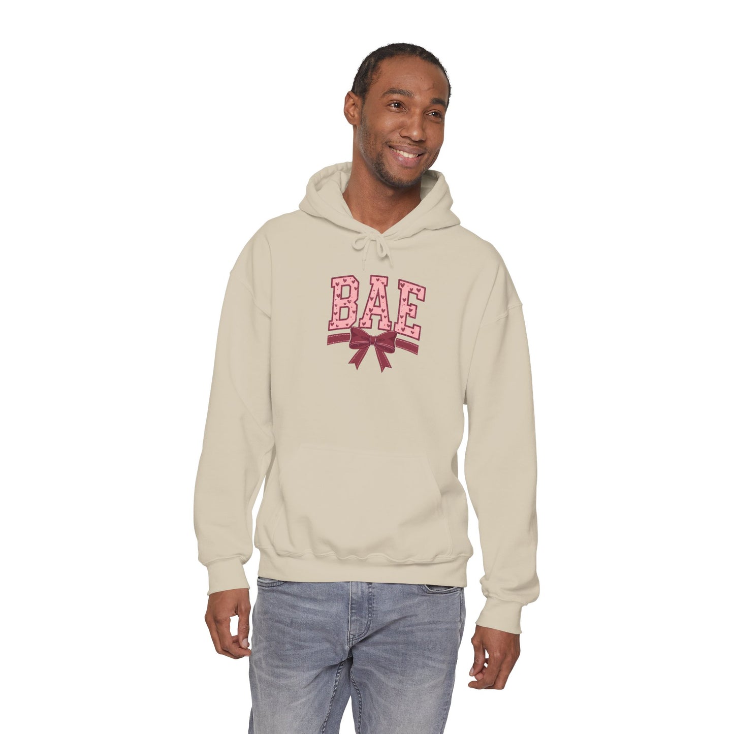 Bae Pink Bow Hoodie — Cute Graphic Pullover for Couples & Gifts