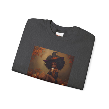 Black Witch Pumpkin Spice Latte Sweatshirt, Halloween Crewneck Jumper