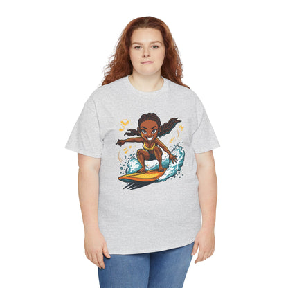 Surf Girl T-Shirt — Cute Cartoon Female Surfer Graphic Tee