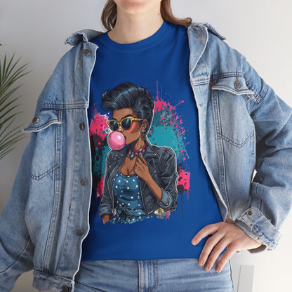 Bubblegum Pop Tee — African American Woman Graphic Paint-Splatter Design
