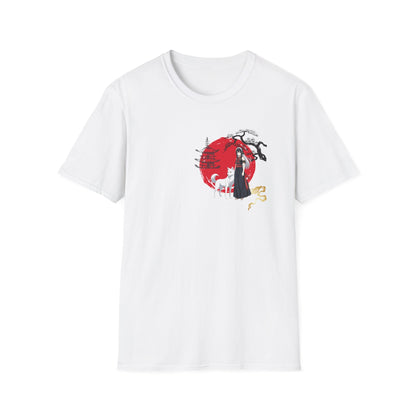 Anime Girl & White Wolf T-Shirt — Red Circle Graphic