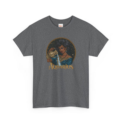Aquarius Art Nouveau Tee — African American Woman Pouring Water Zodiac Graphic