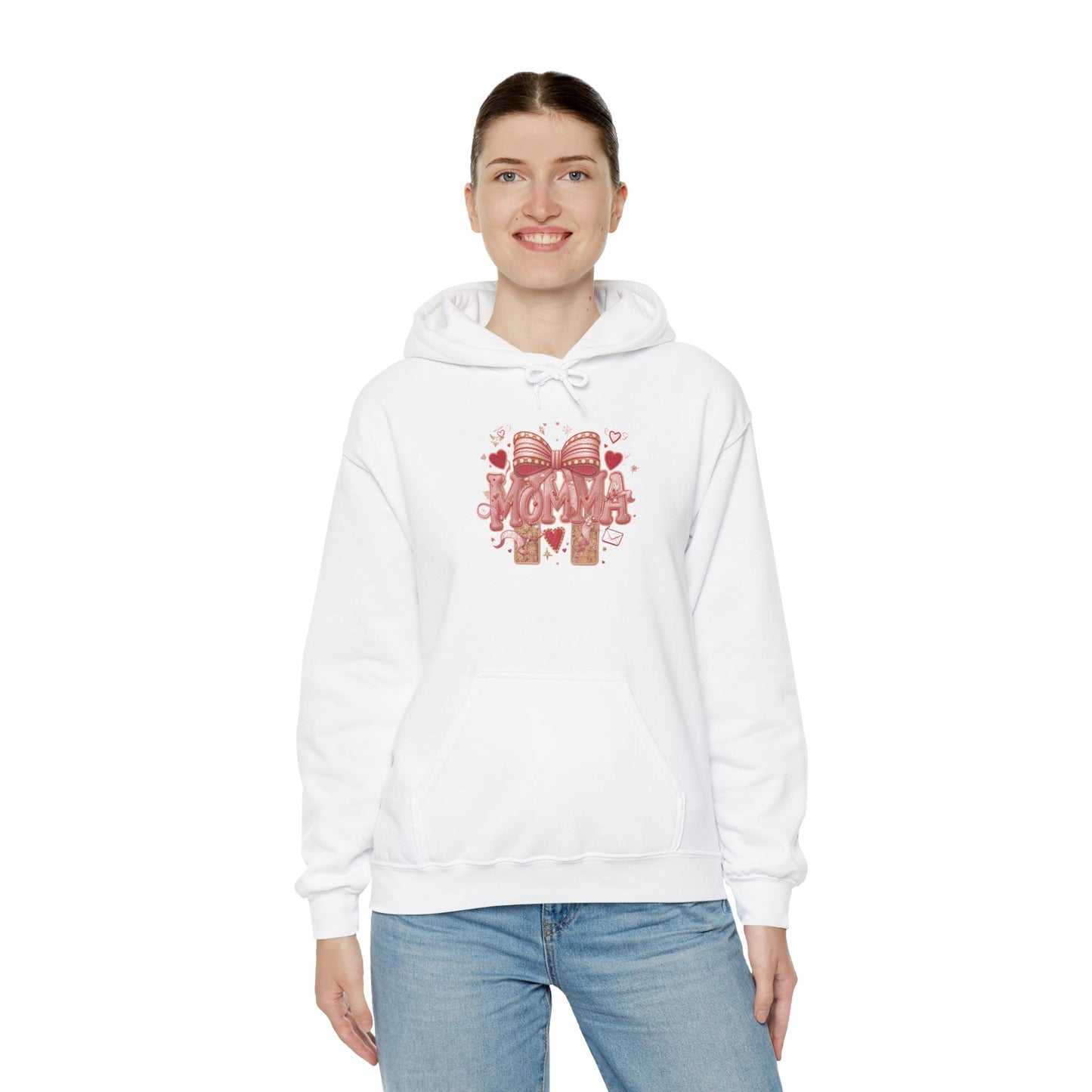 Momma Pink Ribbon Heart Hoodie — Breast Cancer Awareness Sweatshirt
