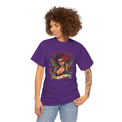 Gen X Rebel T-Shirt — African American Woman with Guitars & Roses Graphic