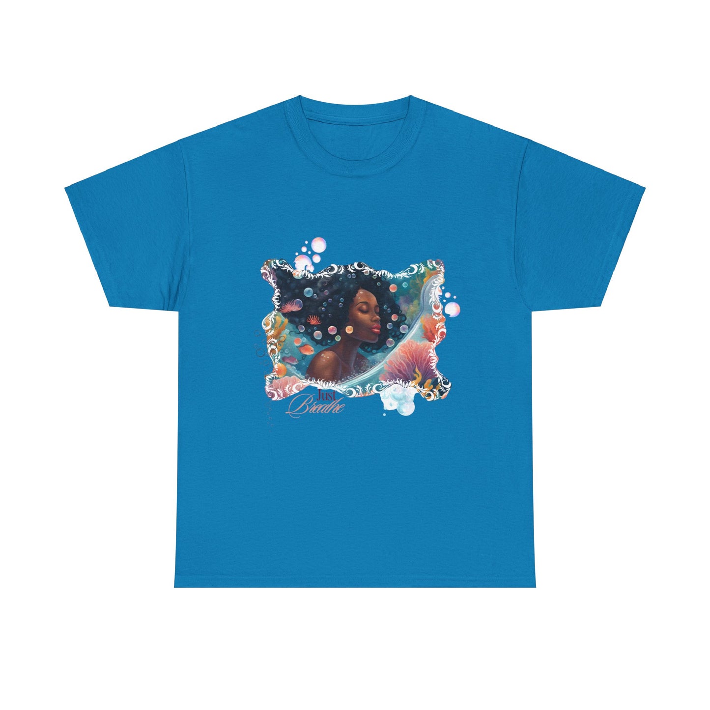 Just Breathe Unisex Tee - Graphic of Black Woman in the Bath