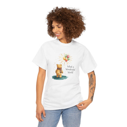 What a Wonderful World Teddy Bear T-Shirt — Balloon Sun Graphic
