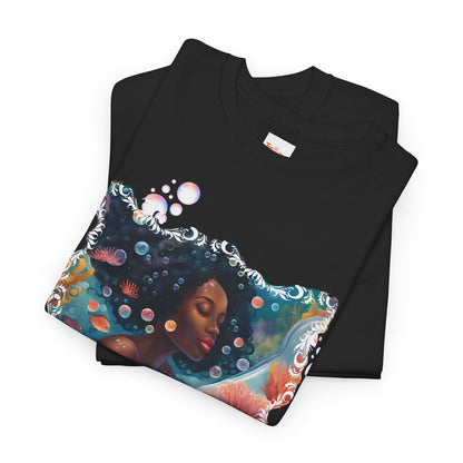 Just Breathe Unisex Tee - Graphic of Black Woman in the Bath