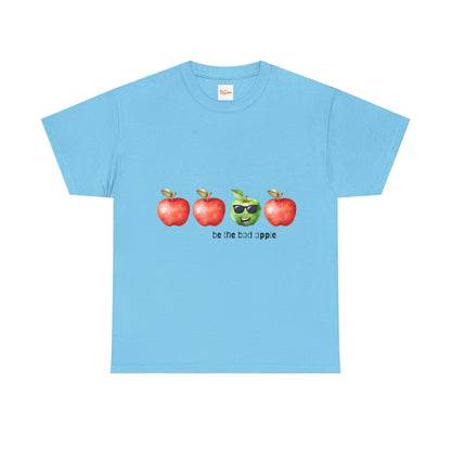 Graphic Unisex Tee - Be the Bad Apple, Three Red Apples and One Green Apple with Sunglasses