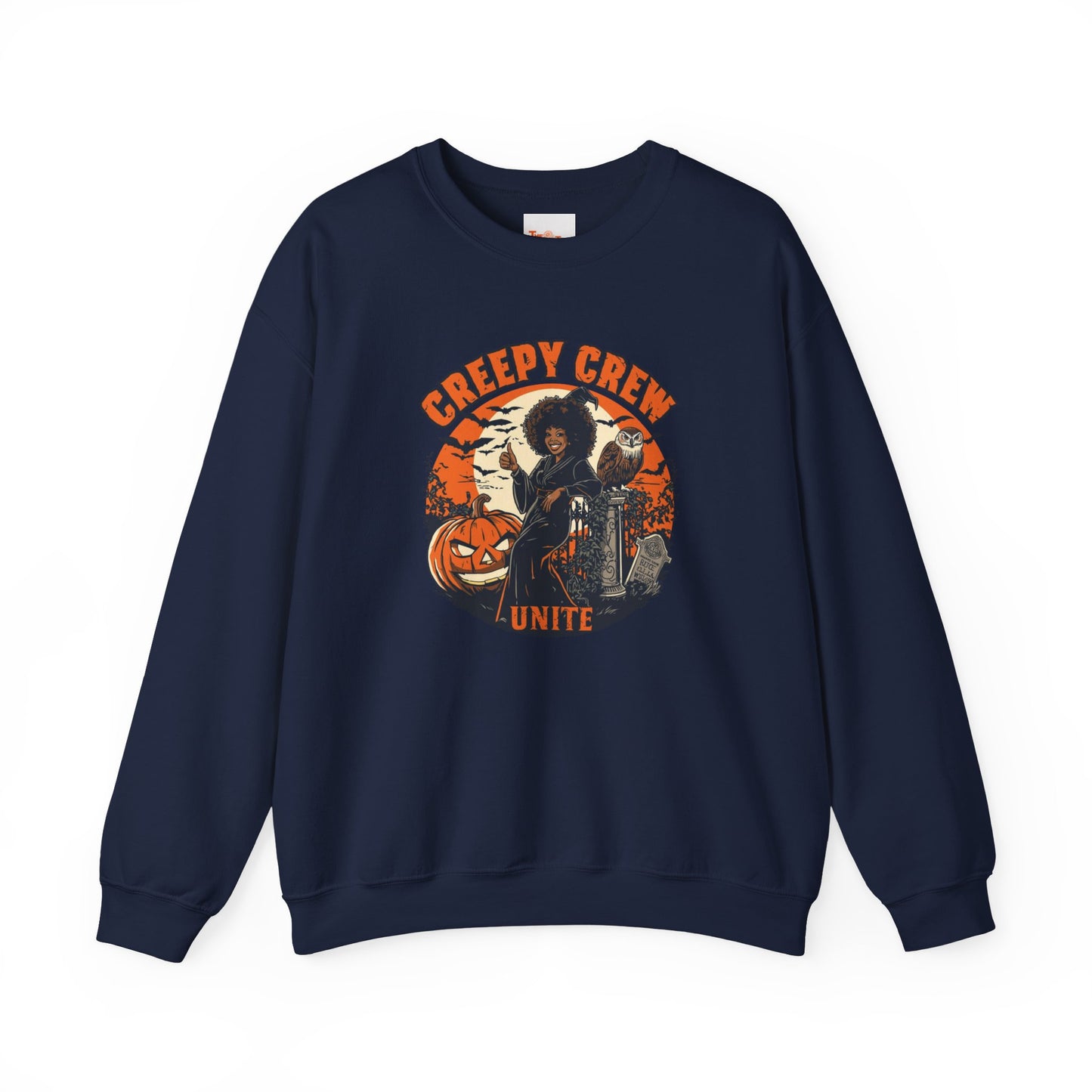 Creepy Crew Unite Witch Sweatshirt — African American Witch Pumpkin Graveyard