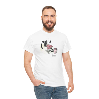 Coffee Please Skeleton T-Shirt — Skeleton Holding Coffee Graphic Tee