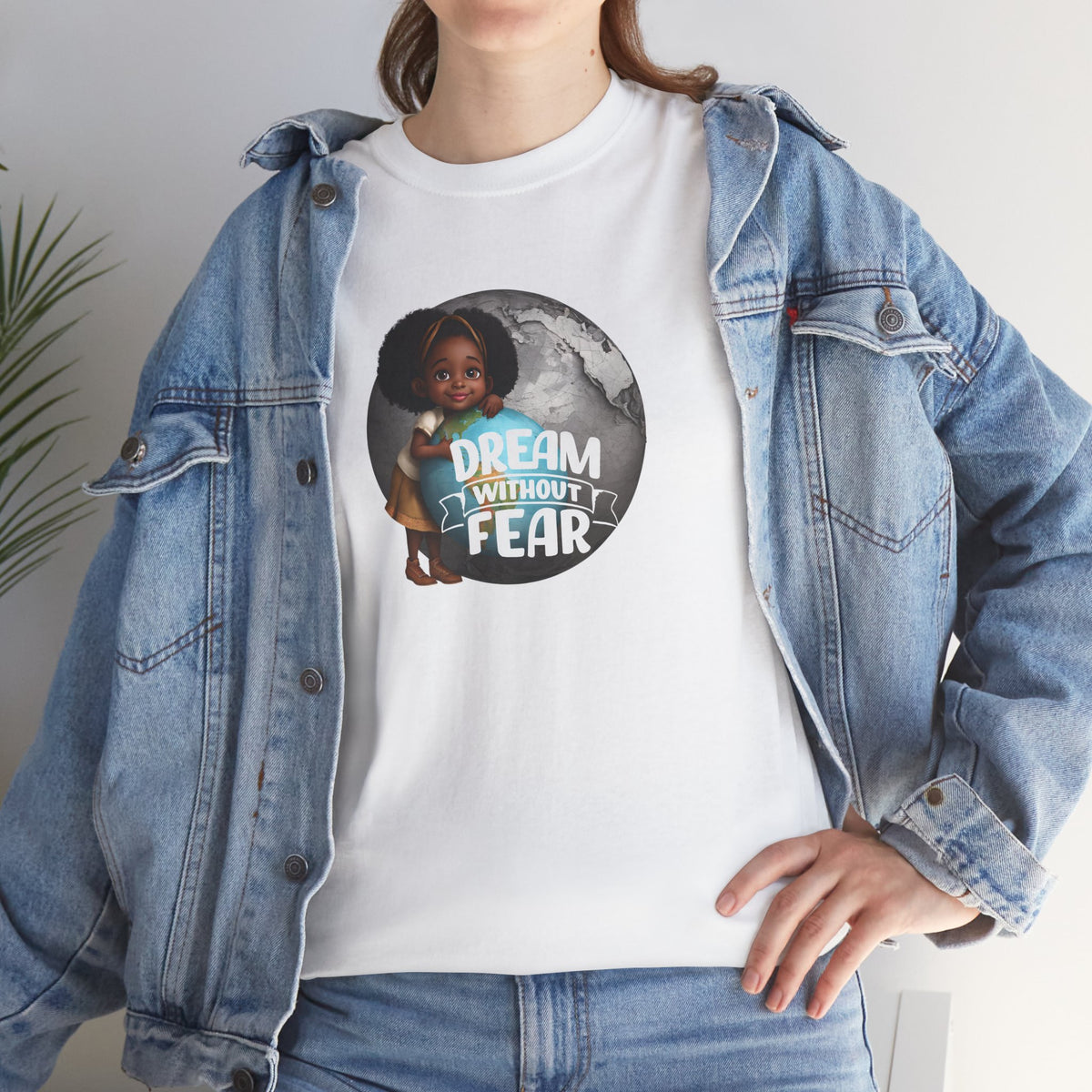 Dream Without Fear Little Black Girl Hugging Globe T-Shirt