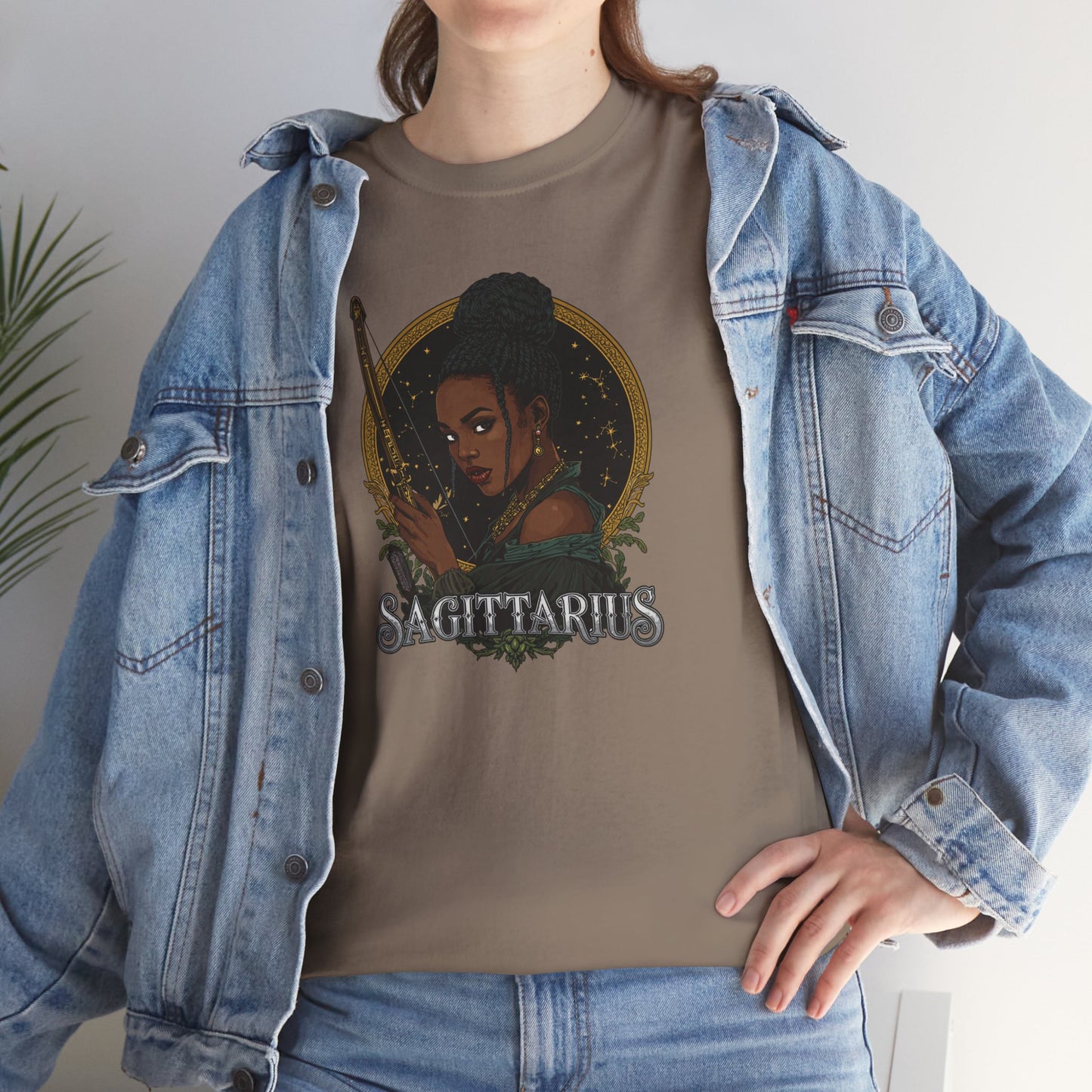 Sagittarius Art Nouveau Tee — African American Archer Zodiac Graphic